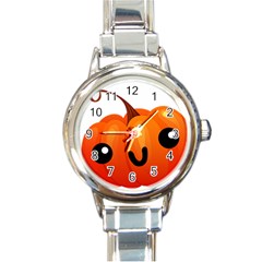 Kawaii Pumpkin Round Italian Charm Watch by snowwhitegirl