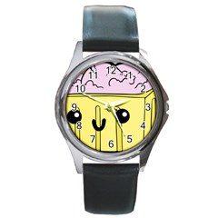 Kawaii Ice Cream Carton Round Metal Watch by snowwhitegirl