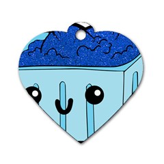 Blue Glitter Ice Cream Carton Dog Tag Heart (two Sides)