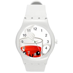 Kawaii Tea Cup Round Plastic Sport Watch (m) by snowwhitegirl