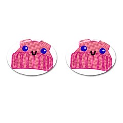 Kawaii Cat Hat Cufflinks (oval) by snowwhitegirl