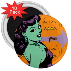 Zombie Retro Girl 3  Magnets (10 Pack) 