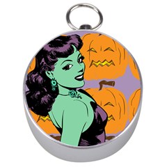 Zombie Retro Girl Silver Compasses by snowwhitegirl