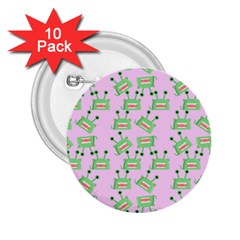 Green Alien Monster Pattern Pink 2 25  Buttons (10 Pack) 