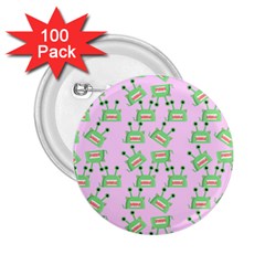 Green Alien Monster Pattern Pink 2 25  Buttons (100 Pack) 