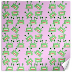 Green Alien Monster Pattern Pink Canvas 20  X 20 