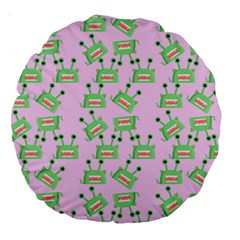 Green Alien Monster Pattern Pink Large 18  Premium Round Cushions