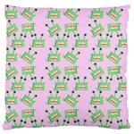 Green Alien Monster Pattern Pink Large Flano Cushion Case (One Side) Front