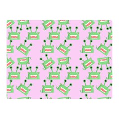 Green Alien Monster Pattern Pink Double Sided Flano Blanket (mini)  by snowwhitegirl