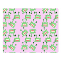 Green Alien Monster Pattern Pink Double Sided Flano Blanket (large)  by snowwhitegirl