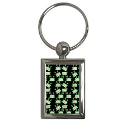 Green Alien Monster Pattern Black Key Chains (rectangle) 