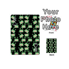 Green Alien Monster Pattern Black Playing Cards 54 (mini)