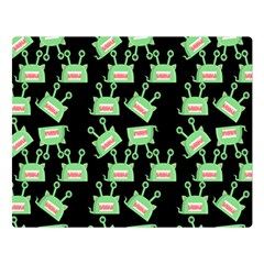 Green Alien Monster Pattern Black Double Sided Flano Blanket (large) 