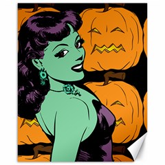 Zombie Retro Girl Black Canvas 16  X 20 