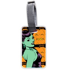 Zombie Retro Girl Black Luggage Tags (one Side) 