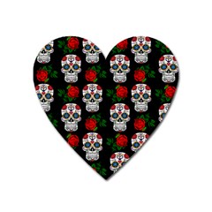 Skull Pattern Black Heart Magnet