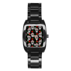 Skull Pattern Black Stainless Steel Barrel Watch by snowwhitegirl