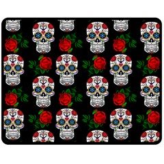 Skull Pattern Black Double Sided Fleece Blanket (medium) 