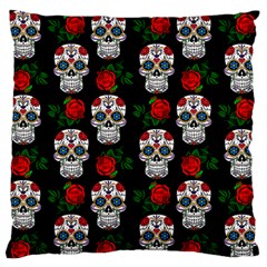 Skull Pattern Black Large Flano Cushion Case (two Sides)