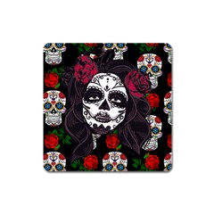 Mexican Skull Lady Square Magnet by snowwhitegirl