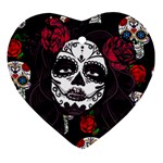 Mexican Skull Lady Heart Ornament (Two Sides) Back