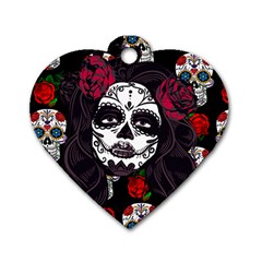 Mexican Skull Lady Dog Tag Heart (one Side)