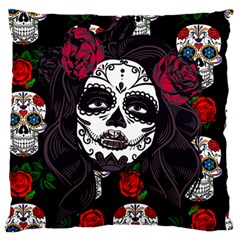 Mexican Skull Lady Large Cushion Case (one Side) by snowwhitegirl