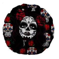 Mexican Skull Lady Large 18  Premium Flano Round Cushions by snowwhitegirl