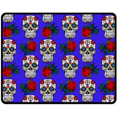 Skull Pattern Blue Fleece Blanket (medium) 