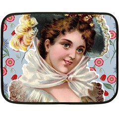 Victorian Lady Blue Floral Fleece Blanket (mini) by snowwhitegirl