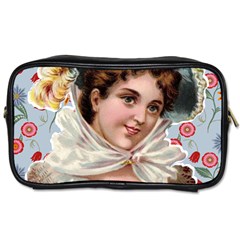 Victorian Lady Blue Floral Toiletries Bag (one Side) by snowwhitegirl