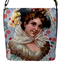 Victorian Lady Blue Floral Flap Closure Messenger Bag (s) by snowwhitegirl