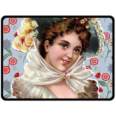 Victorian Lady Blue Floral Double Sided Fleece Blanket (large)  by snowwhitegirl