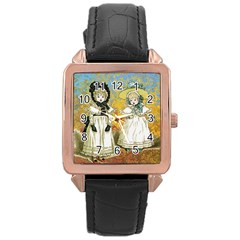 Little Victorian Girls Rose Gold Leather Watch 