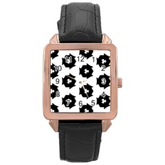 Black And White Pattern Rose Gold Leather Watch  by Simbadda