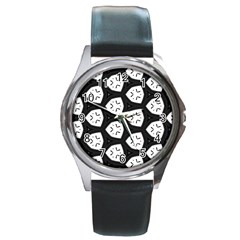 Black And White Round Metal Watch