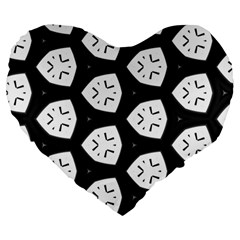 Black And White Large 19  Premium Heart Shape Cushions by Simbadda