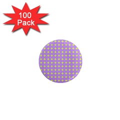 Pastel Mod Purple Yellow Circles 1  Mini Magnets (100 Pack)  by BrightVibesDesign