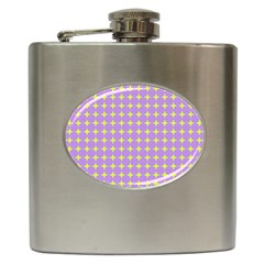 Pastel Mod Purple Yellow Circles Hip Flask (6 Oz)