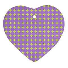 Pastel Mod Purple Yellow Circles Heart Ornament (Two Sides)