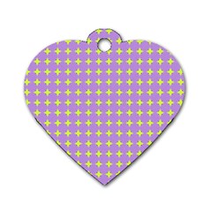 Pastel Mod Purple Yellow Circles Dog Tag Heart (Two Sides)