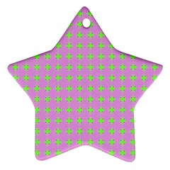 Pastel Mod Pink Green Circles Ornament (star) by BrightVibesDesign