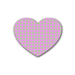 Pastel Mod Pink Green Circles Heart Coaster (4 Pack)  by BrightVibesDesign