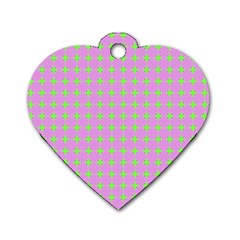 Pastel Mod Pink Green Circles Dog Tag Heart (one Side) by BrightVibesDesign