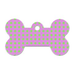 Pastel Mod Pink Green Circles Dog Tag Bone (one Side) by BrightVibesDesign