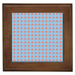 Pastel Mod Blue Orange Circles Framed Tiles by BrightVibesDesign