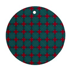 Mod Teal Red Circles Pattern Ornament (round) by BrightVibesDesign