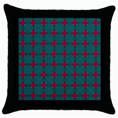 Mod Teal Red Circles Pattern Throw Pillow Case (black)