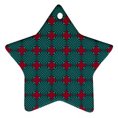 Mod Teal Red Circles Pattern Star Ornament (two Sides) by BrightVibesDesign