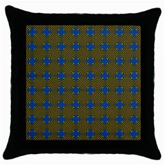 Mod Yellow Blue Circles Pattern Throw Pillow Case (black)